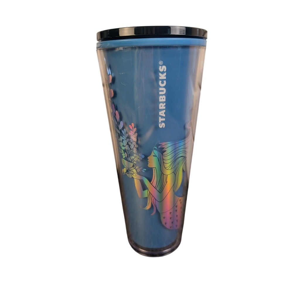 Starbucks 24oz Blue Iridescent Siren Mermaid Tumbler Cold Cup 70-07420-669